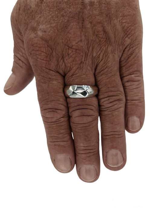 SILVER RING DIAMOND CUT